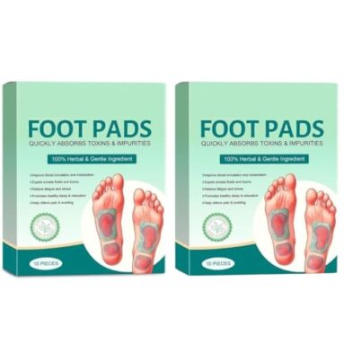 Pelirone (Pack Of 2) Herbal And Gentle Ingredient Foot Pads (20 Pieces), Natural Ingredients For Sleep Aid, Pain Relief, Toxin Removal With Bamboo Vinegar Detoxification And Acupoint Micro-Massage Technology