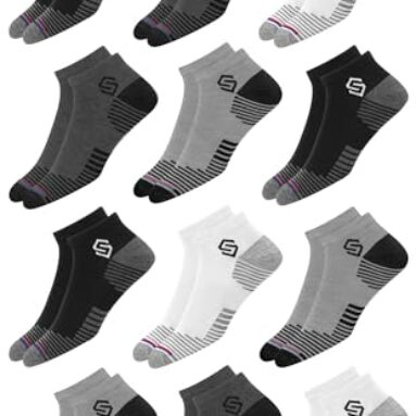 Swagr 12 Pairs Sports Cotton Ankle Length Socks For Men, Pack Of 12., Assorted