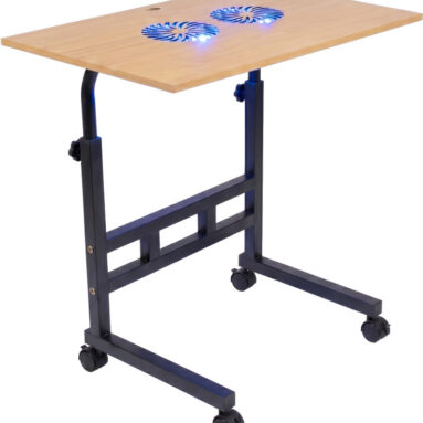 Flipkart Smartbuy Portable Rolling Laptop Table With Built-In Dual Cooling Fans 2 Fan Ergonomic Cooling Pad With Adjustable Height(Black, Brown)