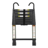 Plantex 2.6M (8.5 Ft.) Portable And Compact Aluminium Telescopic Ladder With Removable Hooks/Foldable Multipurpose Ladder For Home & Outdoor Use/2 Years Of Warranty By Plantex/En131 Certified-(Black)