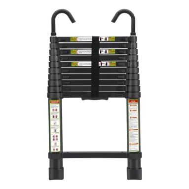 Plantex 2.6M (8.5 Ft.) Portable And Compact Aluminium Telescopic Ladder With Removable Hooks/Foldable Multipurpose Ladder For Home & Outdoor Use/2 Years Of Warranty By Plantex/En131 Certified-(Black)