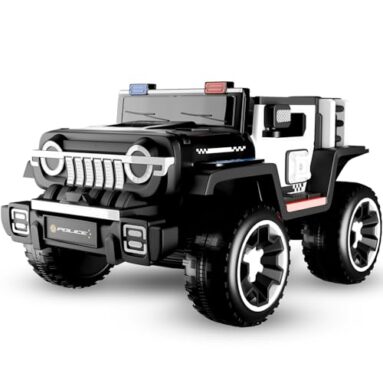 Lifelong Cuppy Electric Ride On Police Big Car For 2+ Years Baby Kids | Rechargeable Ride On Battery Operated Jeep | Electric Vehicle With Mic, Music & Light | Ride-On Toy For Boys & Girls (Llev360)