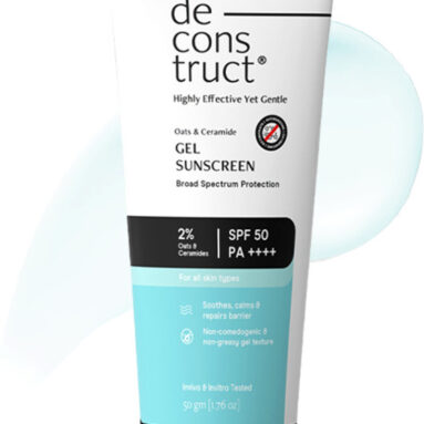 Deconstruct Sunscreen – Spf Spf 50 Pa++++ Oats And Ceramide Gel Sunscreen Barrier Repair Oily Skin For Men & Women(50 G)