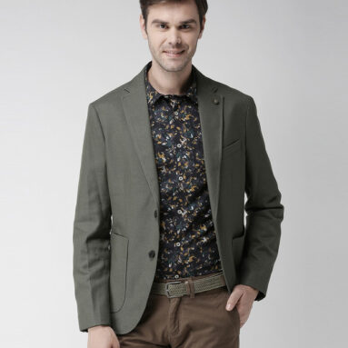 Celio Solid Single Breasted Casual Men Blazer(Brown)