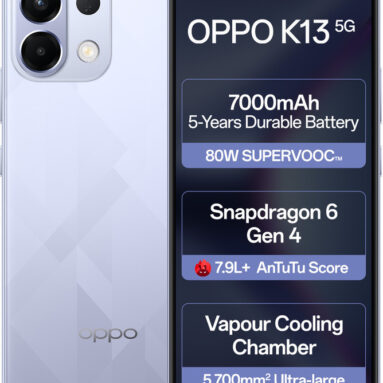 Oppo K13 5G With 7000Mah And 80W Supervooc Charger In-The-Box (Icy Purple, 128 Gb)(8 Gb Ram)
