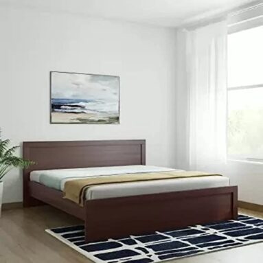 Mamta Decoration Engineered Wood Dazzle King Size Bed Without Storage Wooden Bed For Bedroom Living Room Home (Walnut Finish)