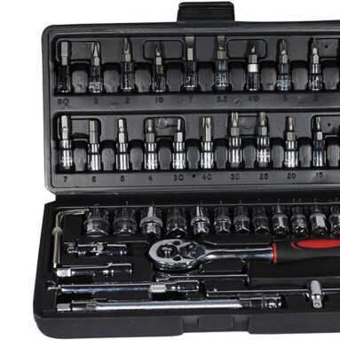 VRAVMO 46 in 1 Pcs Tool Kit & Screwdriver and Socket Set Multi Purpose Combination Tool Case Precision Socket Set Socket Set(Pack of 1)