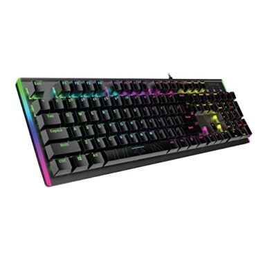 Vertux Gaming Keyboard, High-Performance Anti-Ghosting Wired Keyboard With 7 Colorful Rgb Effects, Aluminum Frame, Customizable Led Brightness And 104 Blue Mechanical Keys For Windows, Mac Os, Comando