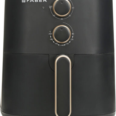 Faber Faf 6.0 Dlx Bk 1500W, Fry, Roast, Grill, Bake, Aesthetic Look, Swirl Cooking, Cool Touch Handle, 85% Reduced Oil Usage, Auto Shut Off, Bpa Free, Compact Sleek Design, Manual Control, Non-Stick Pan Air Fryer(6 L)