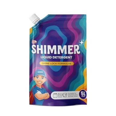 Shimmer Liquid Detergent – 5L Family Pack | French Lavender Fragrance | Front Load & Top Load Machine Wash & Bucket Wash Expert | Removes Tough Stains | Shine Lock Formula | Deep Clean Technology