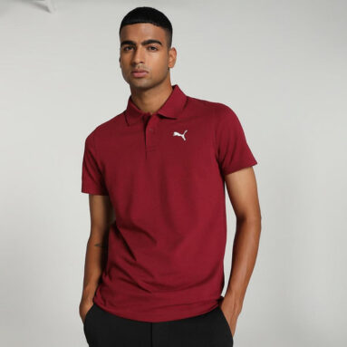 Puma Solid Men Polo Neck Red T-Shirt