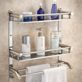 Citrine By Citrine Rectangle Wall Mount Silver Towel Holder(Stainless Steel)