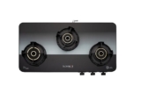 Blowhot Premium Design 3 Burner Manual Gas Stove Lightweight, Isi Certified, Sleek & Slim Design With Toughened Glass Top For Kitchen, 5 Yr Warranty By Blowhot On Burner, Valve & Glass – Sapphire