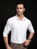 Oquent Men Solid Formal White Shirt