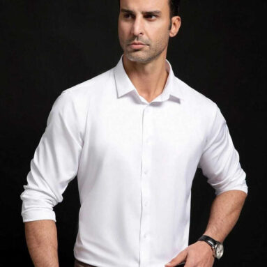 Oquent Men Solid Formal White Shirt